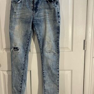 Classic Distressed Blue Straight Jeans
